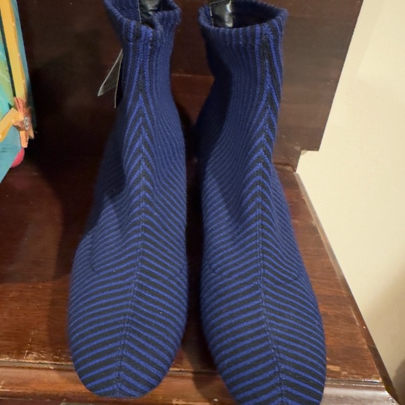 NWT ZARA Trafaluc Sock Ankle Boots Size 11 NWT 
 BLK Blue striped - Picture 5 of 5